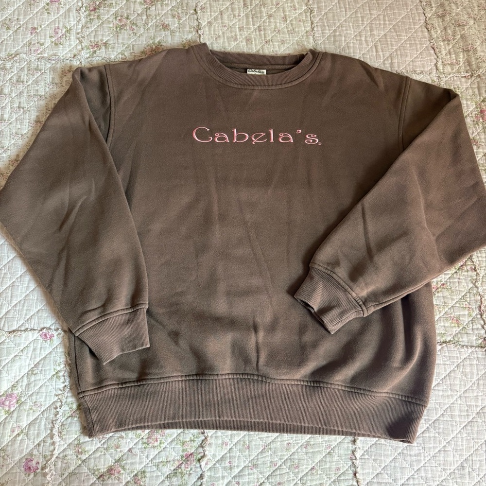Cabela's Brown Crewneck Sweater with Ribbed Cuffs